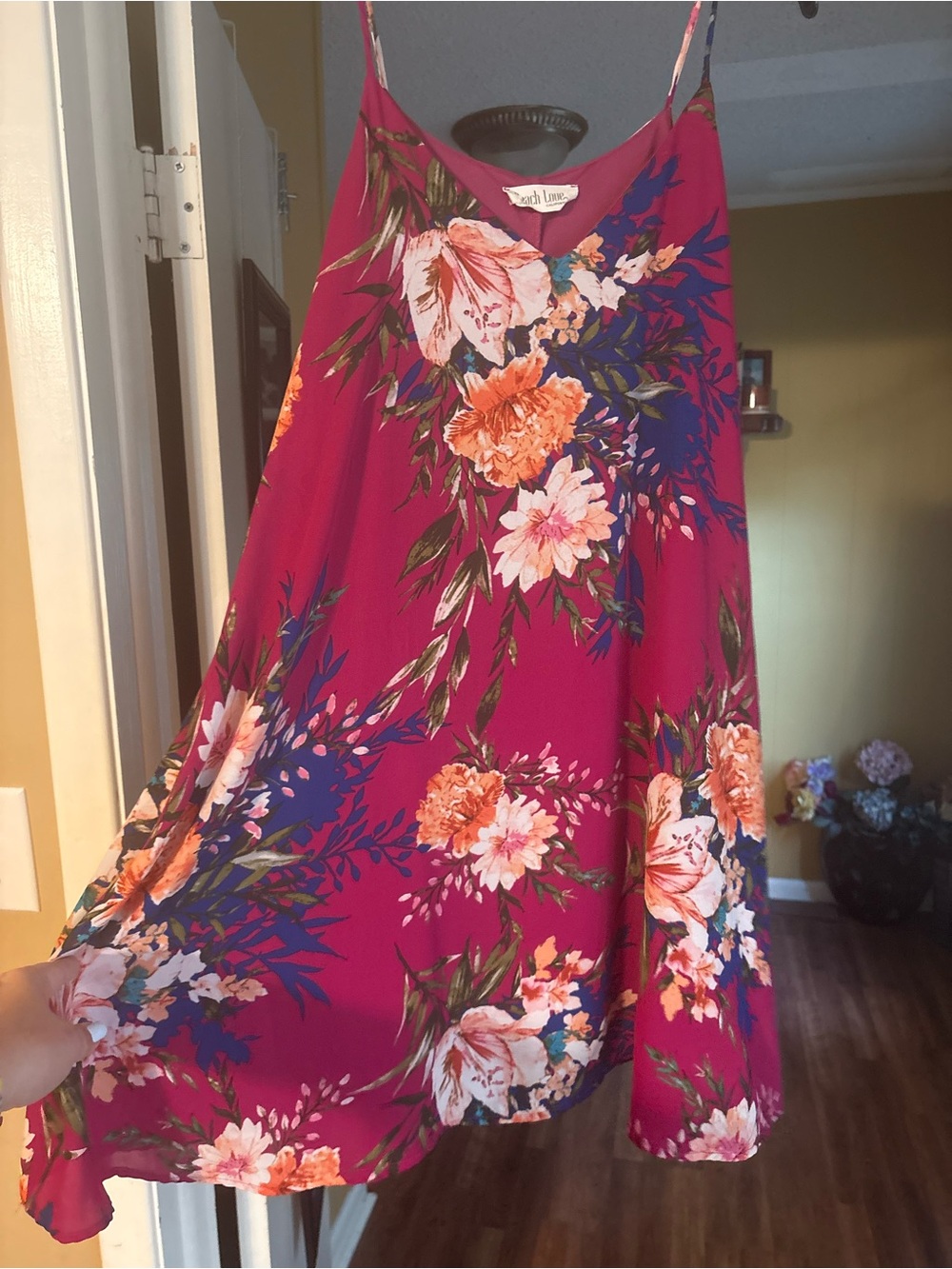 Peach Love California Fuchsia Floral Slip Dress